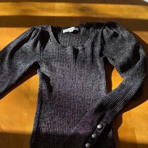 LOFT Glittery Black V-Neck Sweater